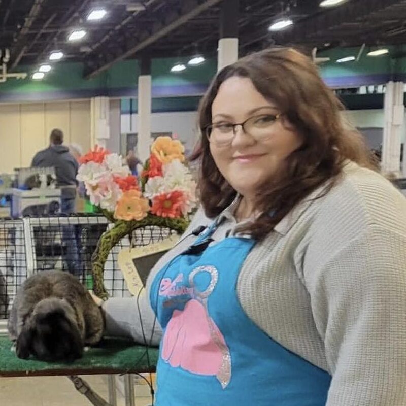 Fayth Young with one of her Mini Lops.